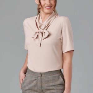 Flavia S/S Tie Neck Blouse